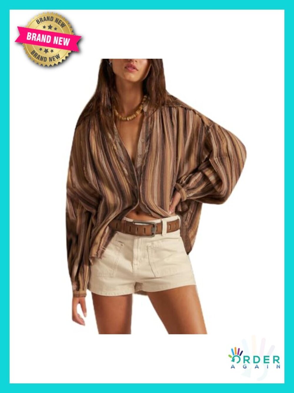 Women Front Button Down Vintage Plaid Striped Batwing Blouse Y2k Long Sleeve V